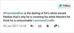 Tweets aimed at Pravin Gordhan