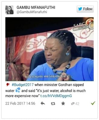 Example tweet of 2017 Budget Speech